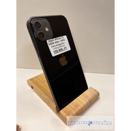 Apple iPhone 12 100%-os Akku Kártyafüggetlen Fekete