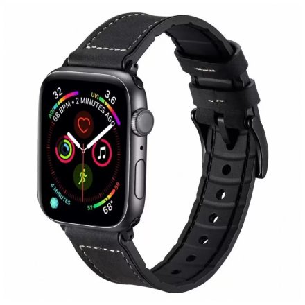 Apple Watch szilikon / bőr szíj Fekete