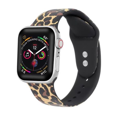  Apple Watch nyomtatott szilikon szíj leopárd mintás