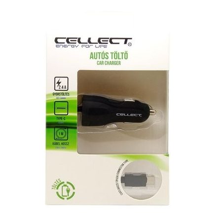 Cellect Autós Micro USB 2.4A Autóstöltő Szett Fekete