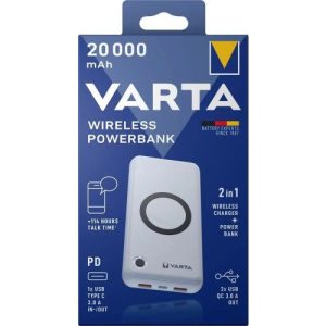 Varta Wireless PowerBank 20000mAh Fehér színben